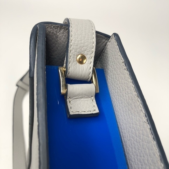 Rare Meli Melo Thela Prep Spex Pebbled Leather Light Stone Grey Shoulder Purse - Picture 7 of 16